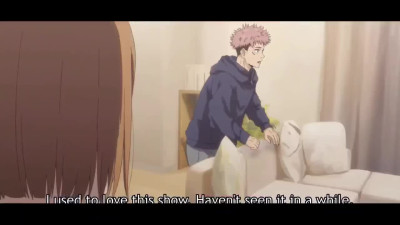 Busty Nobara gives Itadori a titjob hentai