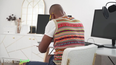 Busty Latin doll seduces her black neighbor under the pretext of fixing her laptop.