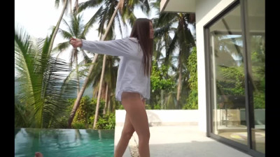 Slim Busty Beauty Had a Dream About Sucking a Dick, So She Makes It Come True With a Guy By the Pool