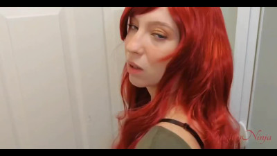 Sexy Fit Redhead MILF Pleases Her Son's Pal With Blowjob & Standing Doggy Fuck In the Bathroom