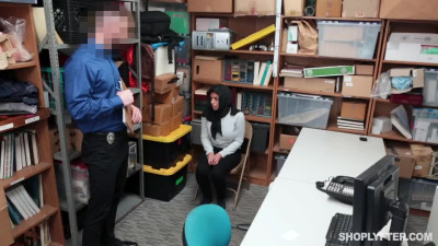 Busty arab babe caught stealing and got fucked by a security