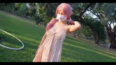Slim Pink-haired Chinese Cutie Flashes Her Small Titties & Amazes a Guy With Her Slutty Skills