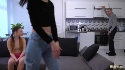 Perv step grandpa fucks nerdy teen in glasses and cums in her mouth