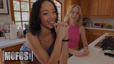 Horny ladies share a dick and take turns inn sucking it