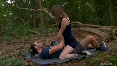 Skinny blonde fucked with her bf in the forest