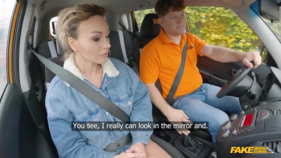 Karina King uses her busty body to get the A from the driving instructor