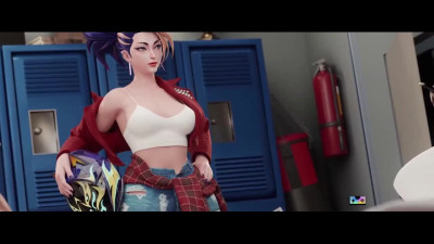 Hot threesome for a busty girl with a BBC and BWC 3D animated