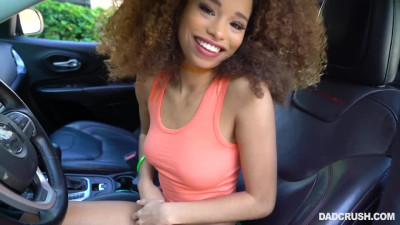 Skinny ebony chick sucks and takes cumshot on pussy.