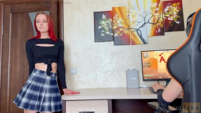 Smashing redhead babe turns on her gamer BF and deserves good fuck