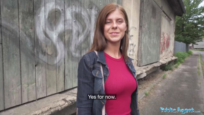 Pretty Slim Redhead Hottie Flashes Her Charms & Pleases a Stranger With Risky Outdoor Sex For Money