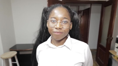 Pretty Nerdy Ebony Student Comes To Her Neighbor To Enjoy His Fat White Dick After School