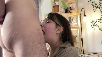Slim Small-titted Nerdy Babe Lets Her BF Drill And Cum On Her Tight Asshole