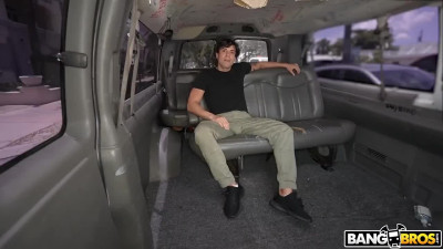 Curvy blonde beauty tames big cock as she rides in a bang bus