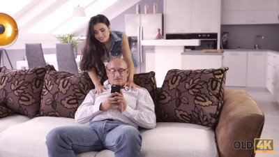 Old man fucks 18 year old teen, lucky bastard! +anal