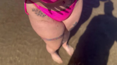 BBW Latina fucks beach lifeguard in public toilet POV