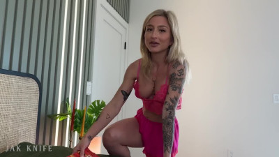 Sexy blonde slut is curious about roommate's cock and fucks in POV
