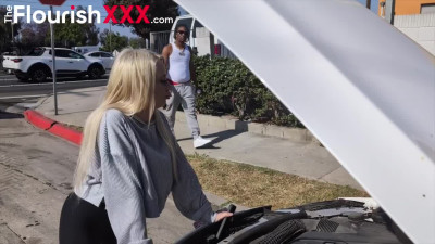 Busty blonde paid back to a BBC guy with her pussy for help