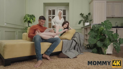 Caught him fucking his busty stepmom and joined them