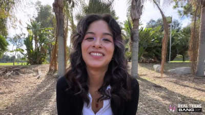 Cute doll Luxe La Fox shows off her lustful skills in public during casting.