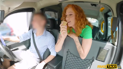Slutty redhead really loves to be fucked in the car