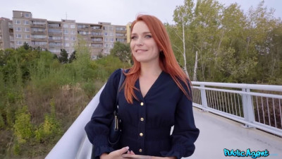 Redhead milf blows him in public and rides afrer pov