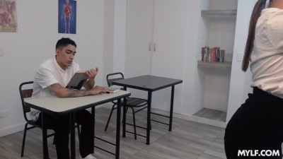 Clad In a Revealing Miniskirt, a Curvy Latina Teacher Tempts Her Student To Fuck Her In the Classroom