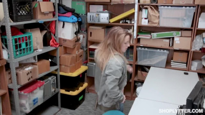 Shoplifter teen gets deep fucked on the table by mall cop