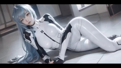 Busty Rei Ayanami gets cum all over her