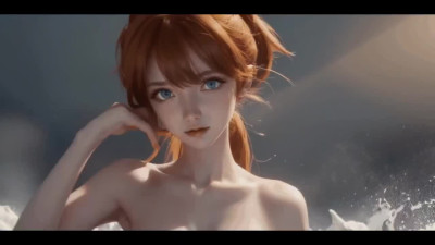 Ginger beauty Asuka Langley from Evangelion shows her AI body