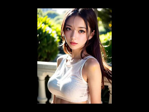 Busty Asian babe in a compilation of images with AI.