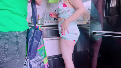 Indian wife cheats on her husband with his brother in the kitchen