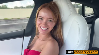 Arousing babe Zoey Luna is having a hot fuck in Luke Cooper's car