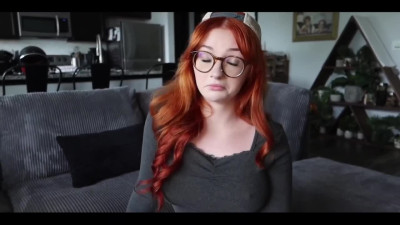 Nerdy inked redhead lands long black inches in surreal POV