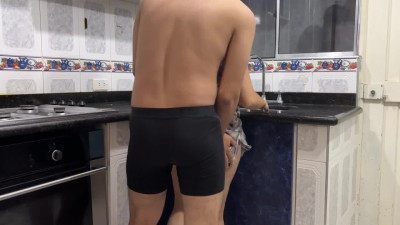 Hot phat ass Latina takes a dick in the kitchen