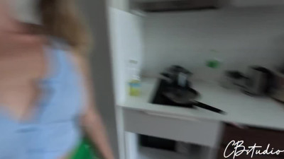 Big ass Russian helps guy relief stress and does not mind creampie