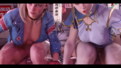 Perfect 3D animated babes from Street Fighter grind cocks like a pro