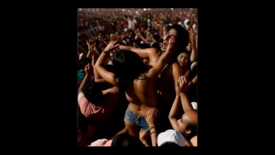 Indian girl goes commando all over the concert crowd (AI Generated)