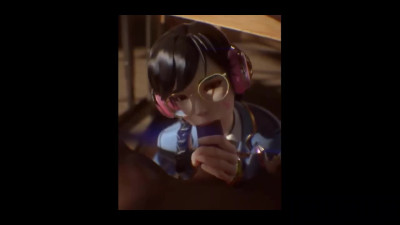 Overwatch D.Va in school uniform gets her pussy rammed on the desk