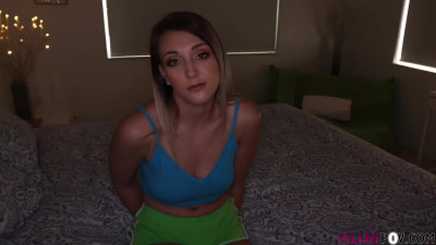 POV quickie with a gorgeous Blonde Brin Summers with shaved wet pussy in a bed