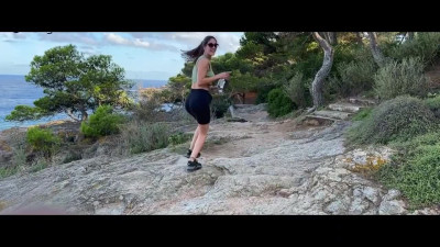 An adventurous couple spends time among rocks outdoor and everything ends up with a sensual blowjob