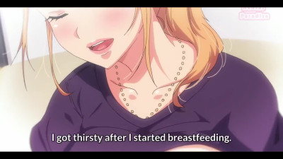 Busty breast feeding blonde has sex with her husband who adores her huge tits. Hentai video