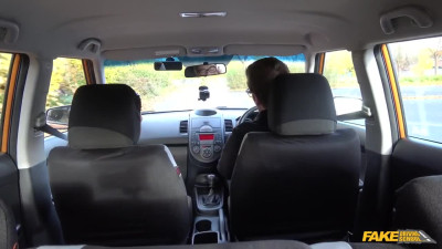 Brunette student is relieving her driving instructor's stress with her pussy