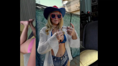 Pretty Sexy Blonde Teen River Lynn Amazes a Guy With Superb Handjob After Giving an Interview
