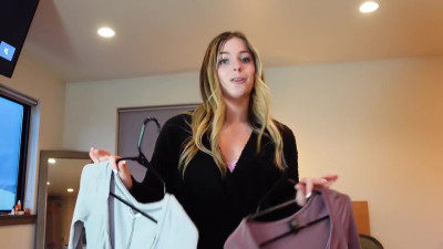 Skinny blonde tastes her rommie's dick for the first time pov
