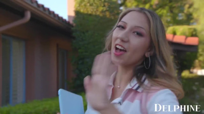 Skinny brunette Kimora Quin is selling her body from door to door