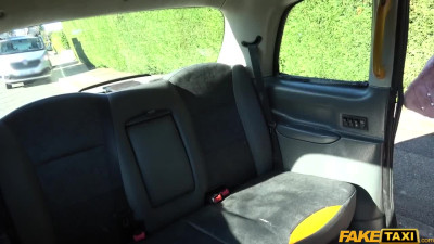 Skinny redhead gets a ride on a driver's cock