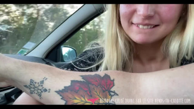 Risky French gives slobber blowjob in POV and does not mind facial cumshot