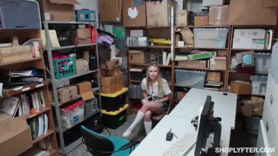 Pretty Blonde Teen Shoplifter Gets Nailed By a Perv Security Officer In the Backroom