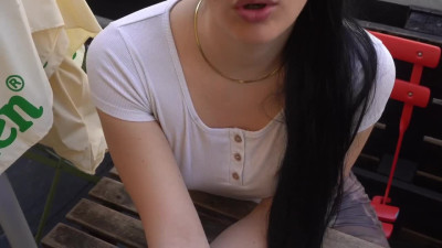 Sexy Slim Brunette Italian babe Gives a Handsome Waiter a Free Access Into Both Her Holes