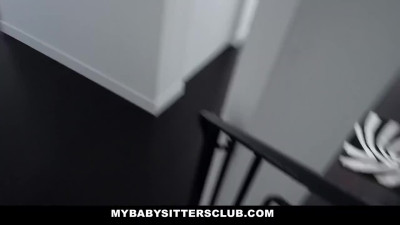 Lovely and horny teen babysitter got caught masturbating on camera by her boss and gets his big cock